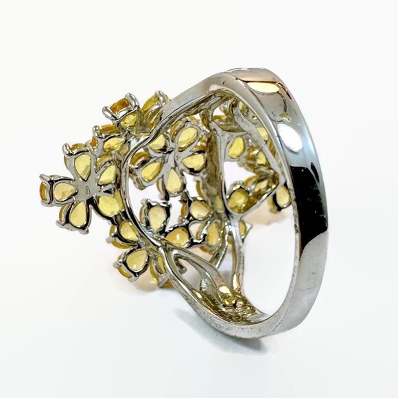 Cluster Ring, Vintage, Sterling Silver, Chuck Clemency: Citrine Flowers - Picture 5 of 6